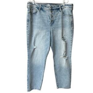 Old Navy Jeans Womens Size 18 Power Slim Straight High Rise Distressed Lightwash